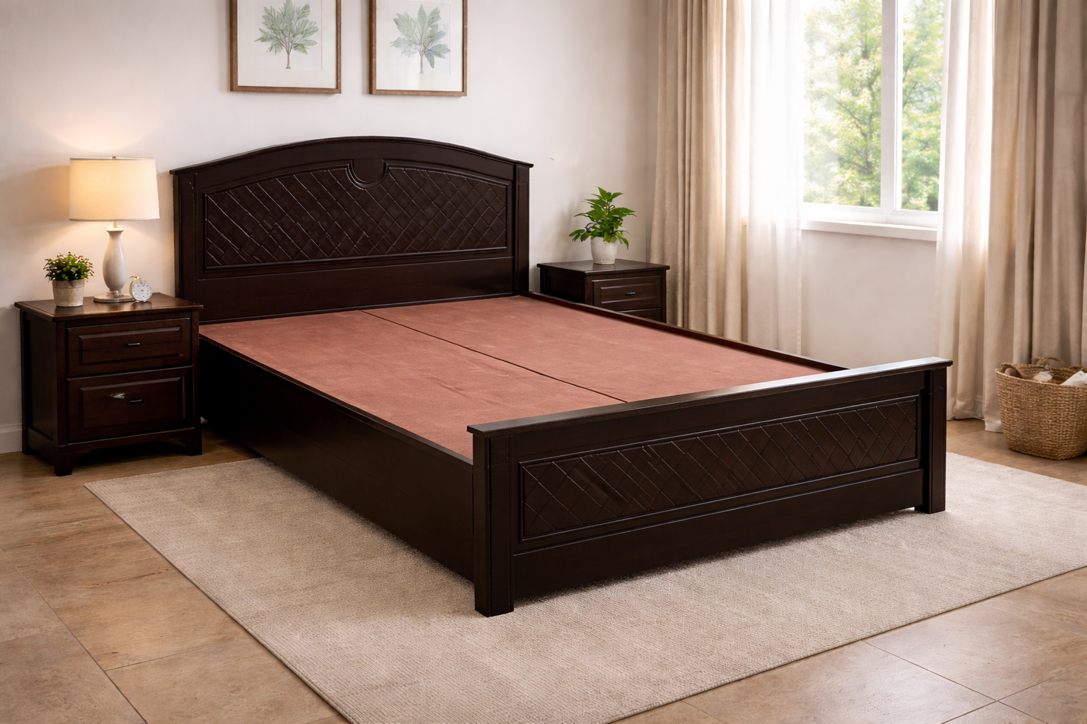 Queen Size Wooden Bed (Without Storage)